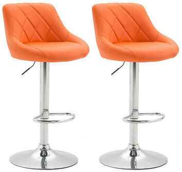 Set van 2 barkrukken Lozia, kunstleer Oranje