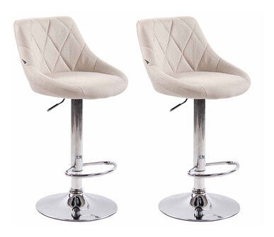 Set van 2 barkrukken Lozia Stof Creme