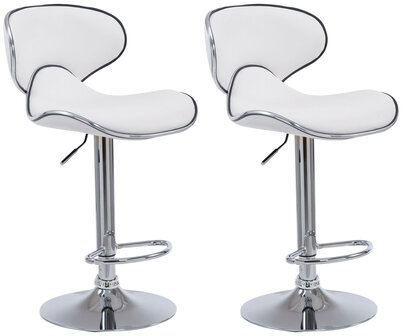 Set van 2 barkrukken Lis Vigis kunstleer Wit,Chroom