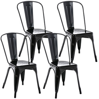 Set van 4 Binedekt stoelen Zwart