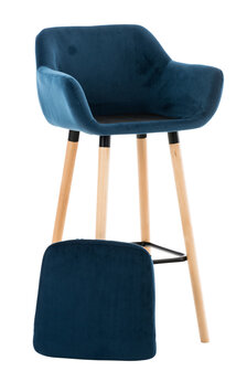 Set van 2 barkrukken Grint Fluweel Blauw
