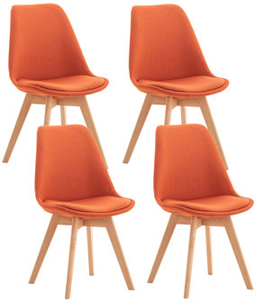 Set van 4 eetkamerstoelen Lenaris Oranje,Stoff
