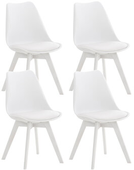 Set van 4 eetkamerstoelen Lenaris Wit/Wit,Kunststoff