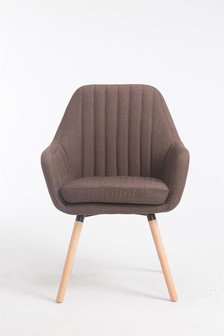Retro eetkamerstoel Flarion, stof Bruin,natura