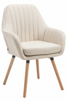 Retro eetkamerstoel Flarion, stof Creme,natura