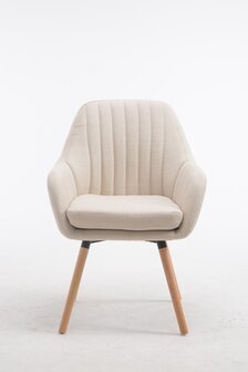 Retro eetkamerstoel Flarion, stof Creme,natura