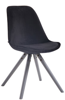 Eetkamerstoel Teulouso fluweel rond frame Zwart,Grijs