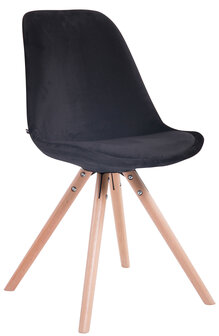 Eetkamerstoel Teulouso fluweel rond frame Zwart,natura