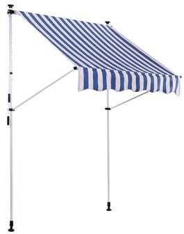 Klem zonnescherm Wistirla 300x120 cm,Wit/Blauw