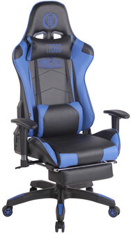 Racing bureaustoel XL Torbu met voetsteun Zwart/Blauw,Kunstleder