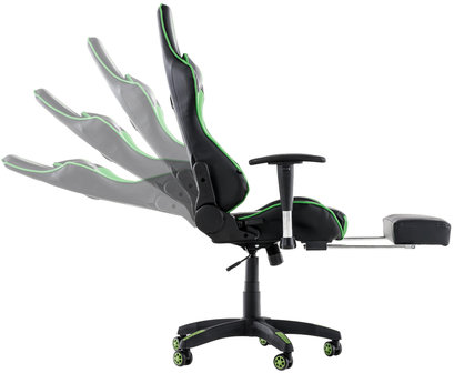 Racing bureaustoel XL Torbu met voetsteun Zwart/Groen,Kunstleder