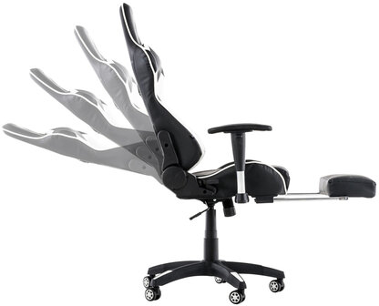 Racing bureaustoel XL Torbu met voetsteun Zwart/Wit,Kunstleder