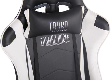 Racing bureaustoel XL Torbu met voetsteun Zwart/Wit,Kunstleder