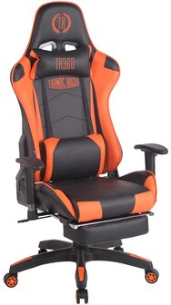 Racing bureaustoel XL Torbu met voetsteun Zwart/Oranje,Kunstleder