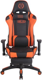 Racing bureaustoel XL Torbu met voetsteun Zwart/Oranje,Kunstleder