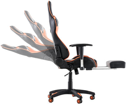 Racing bureaustoel XL Torbu met voetsteun Zwart/Oranje,Kunstleder