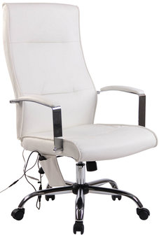 Partlond bureaustoel met massagefunctie Wit,Kunstleder