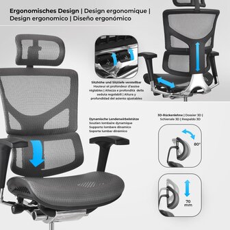 Ergonomische Bureaustoel Spokane Grijs