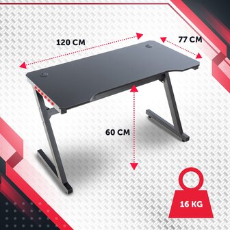 Gaming tafel Lewiston Zwart