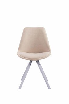 Eetkamerstoel Teulouso Rond frame Stof Creme,Wit
