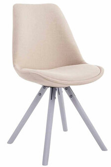 Eetkamerstoel Teulouso Rond frame Stof Creme,Wit