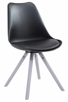 Eetkamerstoel Teulouso Rond frame Kunstleer Zwart,Wit