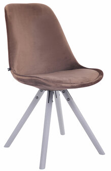 Eetkamerstoel Teulouso fluweel rond frame Bruin,Wit