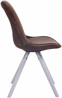 Eetkamerstoel Teulouso fluweel rond frame Bruin,Wit