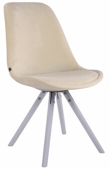 Eetkamerstoel Teulouso fluweel rond frame Creme,Wit