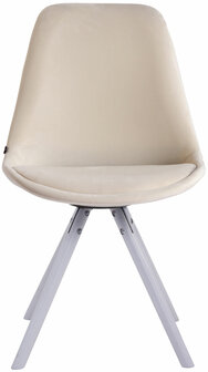 Eetkamerstoel Teulouso fluweel rond frame Creme,Wit