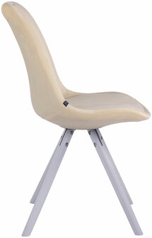 Eetkamerstoel Teulouso fluweel rond frame Creme,Wit