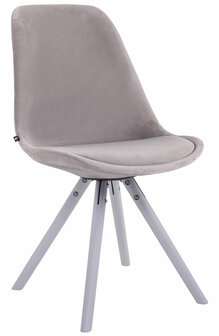 Eetkamerstoel Teulouso fluweel rond frame Grijs,Wit