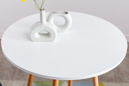 Statafel Narje rond Wit,natura (rund)