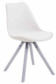 Eetkamerstoel Teulouso Rond frame Kunstleer Wit,Wit