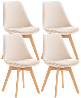 Set van 4 eetkamerstoelen Lenaris beige,Samt, 