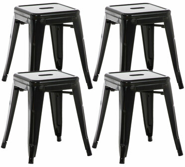 Set van 4 Irman krukken zwart, Zwart