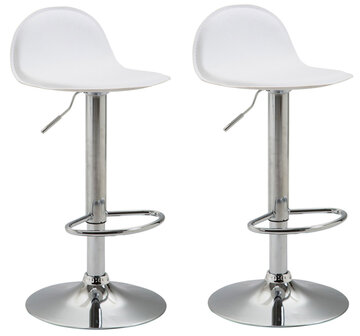 Set van 2 barkrukken Lini wit,chroom, Wit
