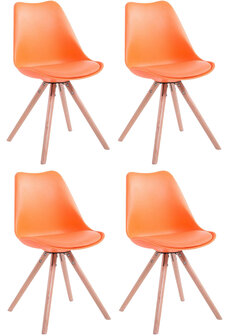 Set van 4 eetkamerstoelen Teulouso kunstleer rond oranje,natura, Oranje