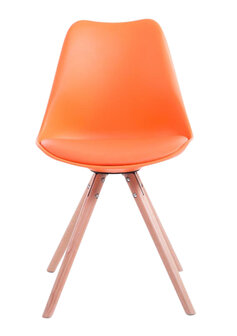 Set van 4 eetkamerstoelen Teulouso kunstleer rond oranje,natura, Oranje