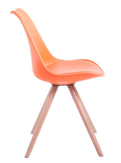 Set van 4 eetkamerstoelen Teulouso kunstleer rond oranje,natura, Oranje