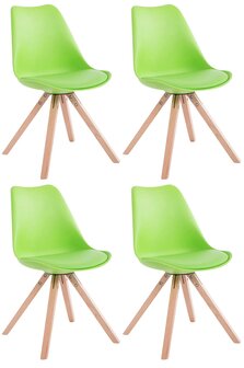 Set van 4 stoelen Teulouso - Vierkant - Kunstleer groen,natura, Groen