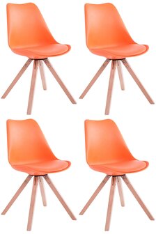 Set van 4 stoelen Teulouso - Vierkant - Kunstleer oranje,natura, Oranje