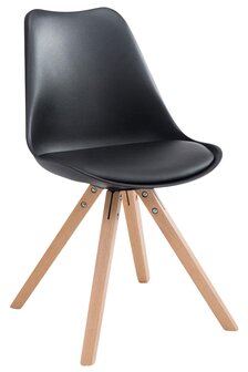 Set van 4 stoelen Teulouso - Vierkant - Kunstleer zwart,natura, Zwart