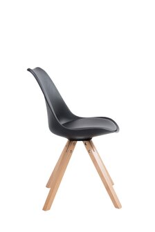Set van 4 stoelen Teulouso - Vierkant - Kunstleer zwart,natura, Zwart