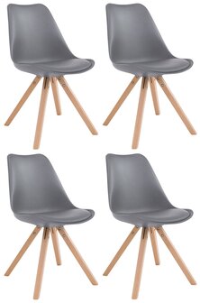 Set van 4 stoelen Teulouso - Vierkant - Kunstleer grijs,natura, Grijs