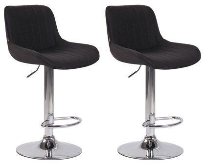 Set van 2 barkrukken Lintine stof zwart,chroom, Zwart