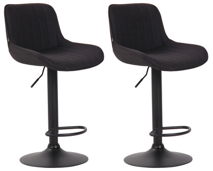Set van 2 barkrukken Lintine stof zwart,zwart, Zwart