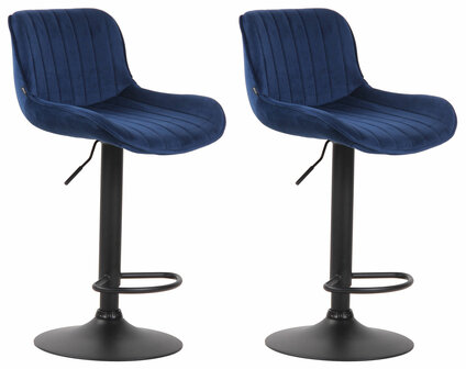Set van 2 Barkrukken Lintine Fluweel Blauww,zwart