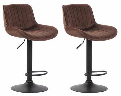 Set van 2 Barkrukken Lintine Fluweel bruin,zwart, Bruin