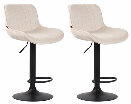 Set van 2 Barkrukken Lintine Fluweel Creme,zwart